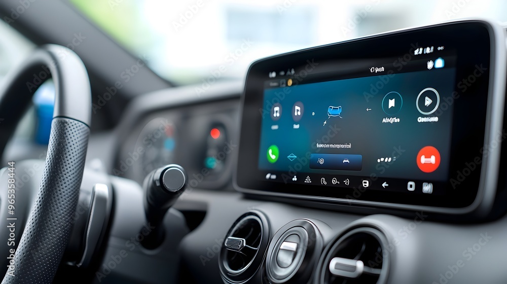 Fototapeta premium Bluetooth Enabled Car Infotainment System for Seamless Connectivity and Control