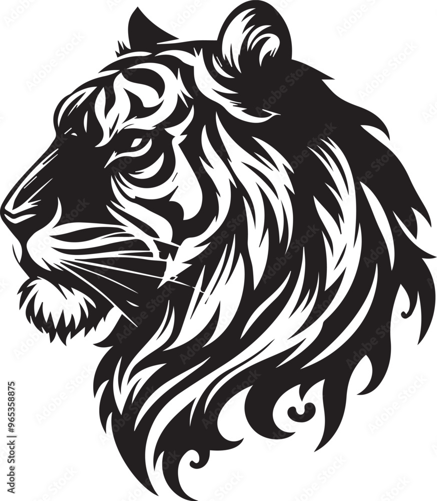 Tiger head silhouette vector art illustration Tiger head silhouette vector art illustration