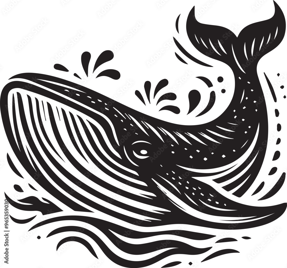Obraz premium Whale head silhouette vector art illustration