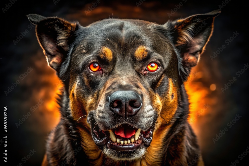 * A towering canine beast stares back with piercing yellow eyes, menacing sharp teeth, and smeared crimson claws, its rugged appearance exuding threat. * A towering canine beast stares back with piercing yellow eyes, menacing sharp teeth, and smeared crimson claws, its rugged appearance exuding threat.
