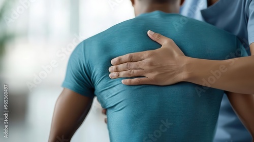 Physical therapist helping a patient with gentle spinal twists to relieve back tension, spinal twist therapy, therapeutic back stretches