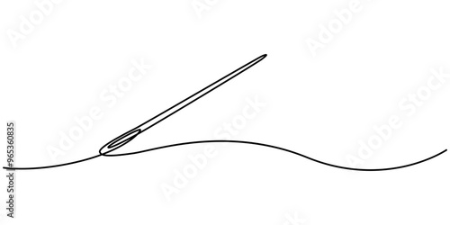 Continuous Line Drawing of Sewing Icon. Hand Drawn Symbol Vector Illustration, Sewing Single Line Icon, Continuous drawing of a single editable line of spool of thread. Simplified spool icon
