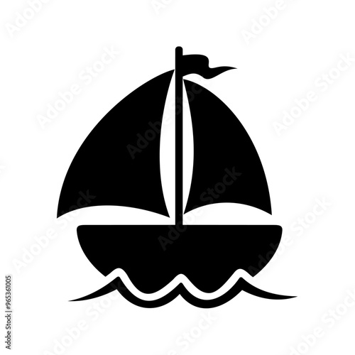 Cute ship silhouette . Vector image