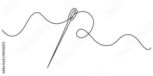 Continuous Line Drawing of Sewing Icon. Hand Drawn Symbol Vector Illustration, Sewing Single Line Icon, Continuous drawing of a single editable line of spool of thread. Simplified spool icon