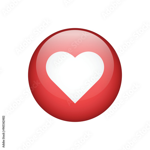 Realistic like love red button icon, sign vector isolated on white background.