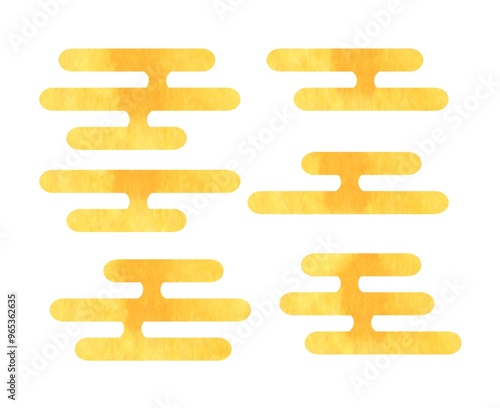 水彩の和柄　雲