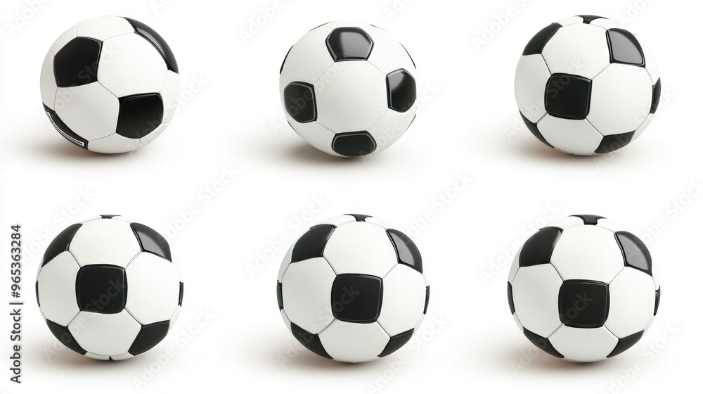 Six Soccer Balls From Different Angles on a White Background Six Soccer Balls From Different Angles on a White Background