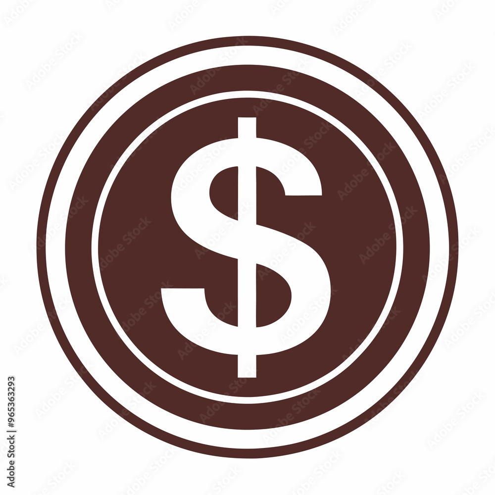 A brown coin featuring a dollar sign elegantly integrated within it A brown coin featuring a dollar sign elegantly integrated within it