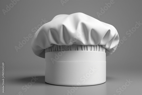 Blank white chefs hat for mockup on grey background, AI Generated