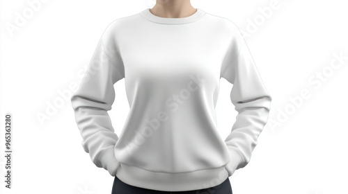 Wallpaper Mural White Crewneck Sweatshirt Mockup on Female Model Torontodigital.ca