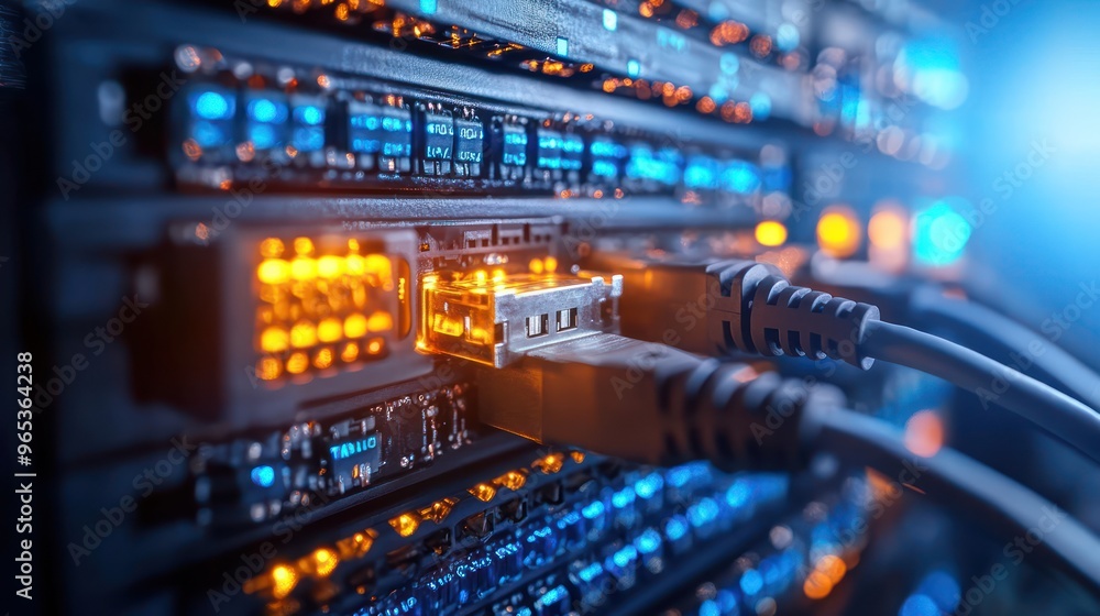 Fiber Optic cables connected to an optic ports Fiber Optic cables connected to an optic ports