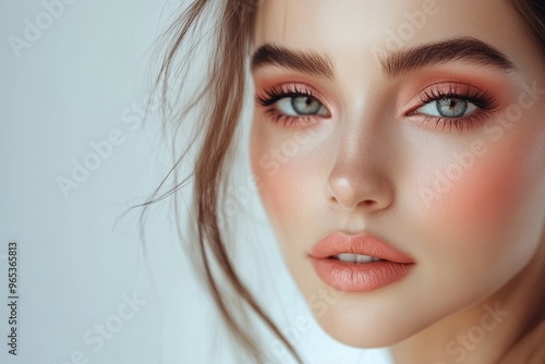 Wallpaper Mural Close-up of a Make-up Artist Applying Blush to a Woman's Face, Beauty and Cosmetics Concept Generative AI Torontodigital.ca