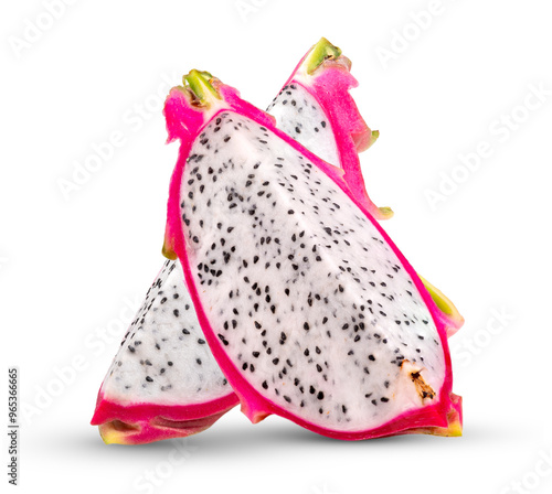 dragon fruit, pitaya slice isolated on transparent png photo