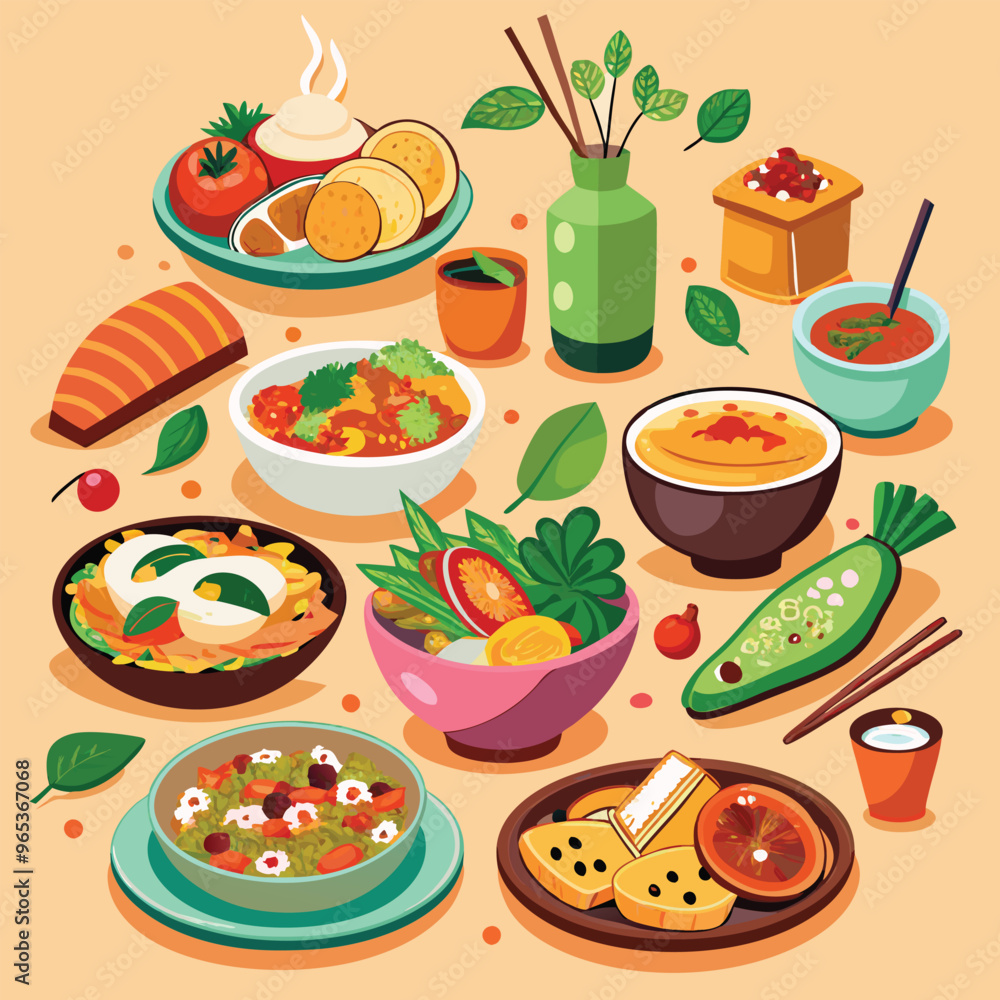 Thai foods vector art, Foods Vector Illustration Thai foods vector art, Foods Vector Illustration