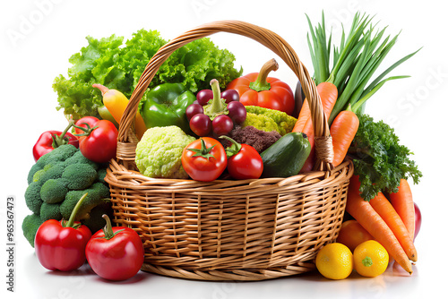 Vegetables in basket. isolated on white background