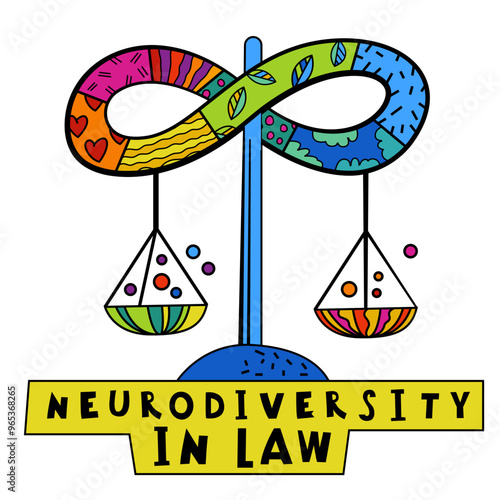 Neurodiversity in law. Hand-drawn editable vector illustration isolated on a white background