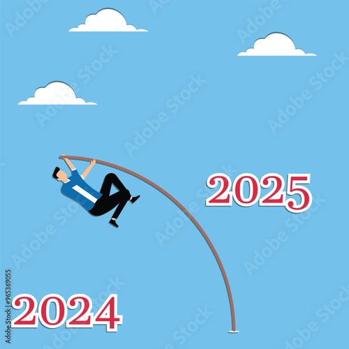 Man with pole vaults from 2024 to 2025