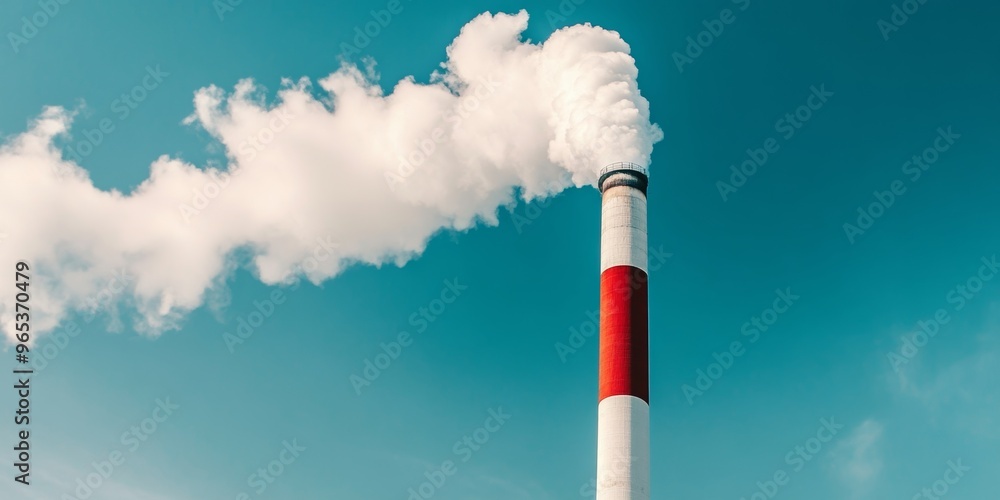 Smoke from Industrial Power Station Against Blue Sky Generative AI Smoke from Industrial Power Station Against Blue Sky Generative AI