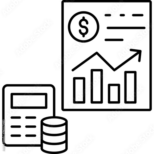 Finance calculation vector icon in line style 