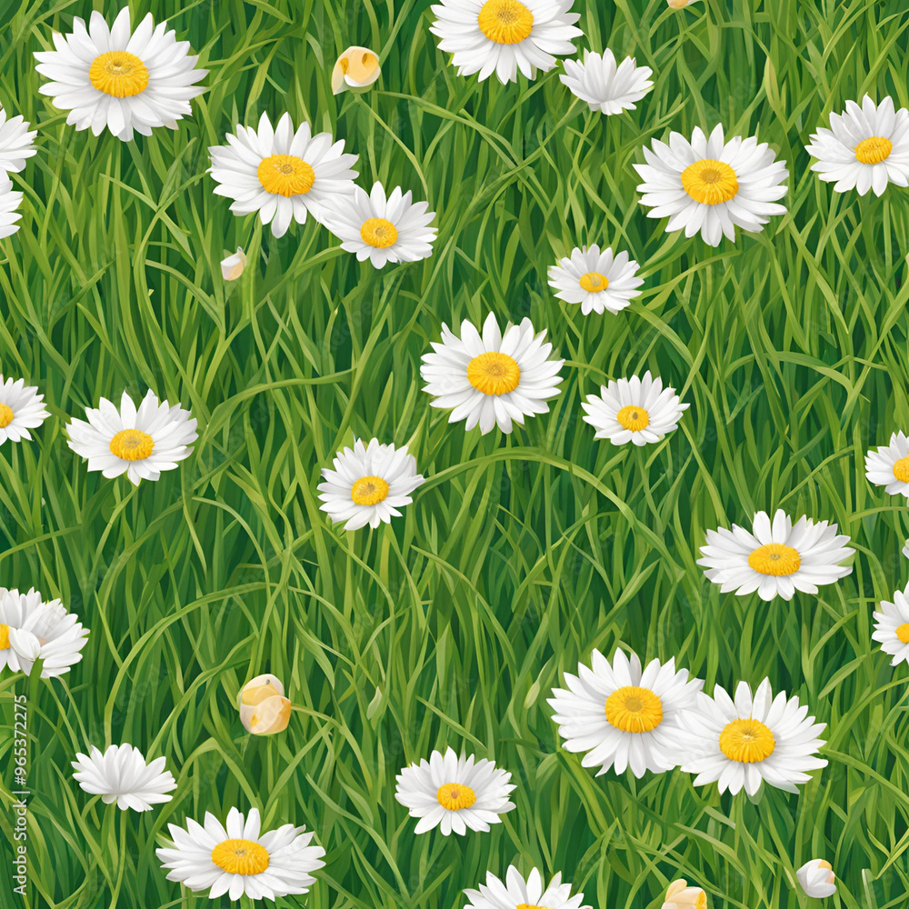 Fototapeta premium Field of daisies swaying in the gentle breeze