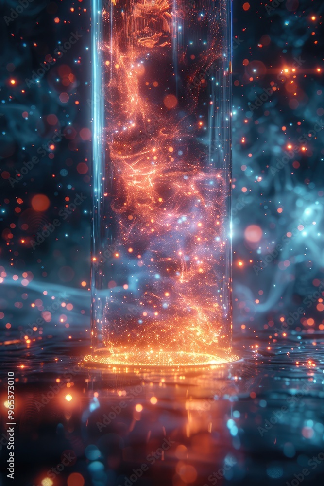 Naklejka premium Sparkling Orange Light in Glass Tube