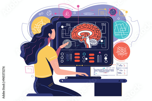 Psychologist Adjusting Stress Levels Using a Control Panel Metaphor for Mental Health Management