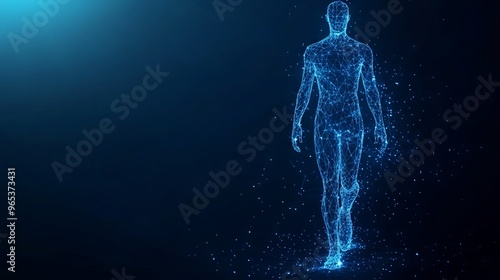 Abstract vector image of a human Brine . Low poly wire frame blue illustration on dark background. Lines and dots. Best idea concept. Low Poly Wireframe 3D Vector illustration in blue 