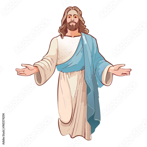 Jesus Christ themed art. Religious spiritual illustration background. Abstract colorful Illustration