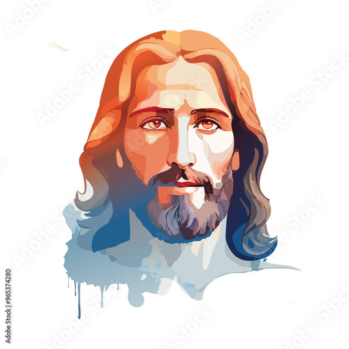 Jesus Christ themed art. Religious spiritual illustration background. Abstract colorful Illustration