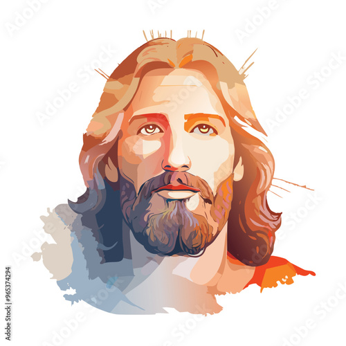 Jesus Christ themed art. Religious spiritual illustration background. Abstract colorful Illustration