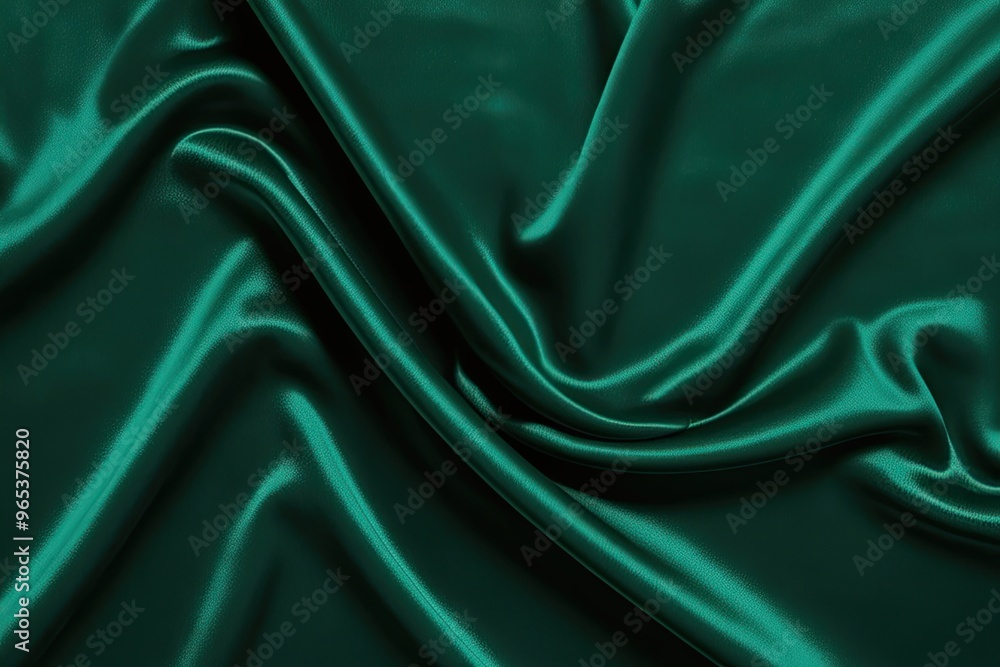 Emerald Green Fabric Background with Bold Wrinkles and Gentle Luster Emerald Green Fabric Background with Bold Wrinkles and Gentle Luster