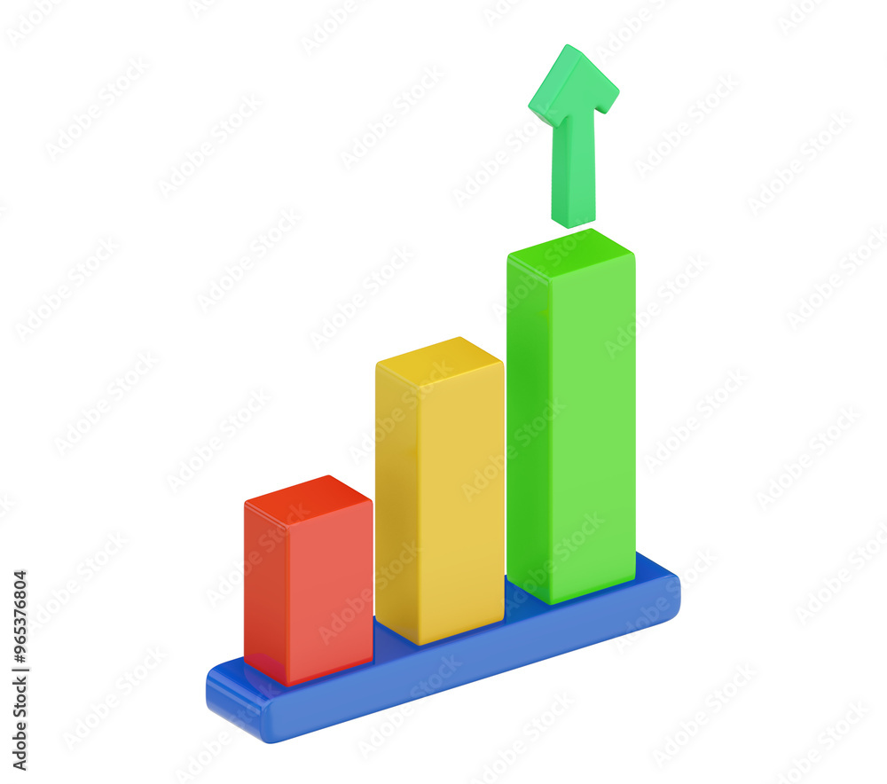 Chart icon on png transparent background. 3d Business graph with arrow. Chart icon on png transparent background. 3d Business graph with arrow.