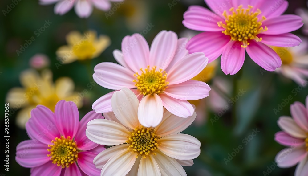 Close-up of chrysanthemums with contrasting colors. Close-up of chrysanthemums with contrasting colors.