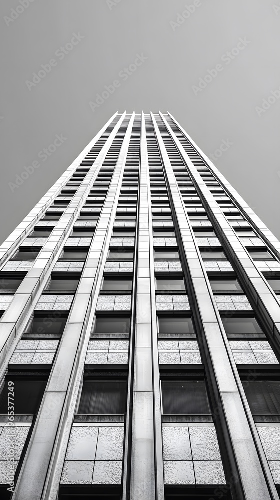 Black and White Photograph of a Modern Skyscraper Black and White Photograph of a Modern Skyscraper