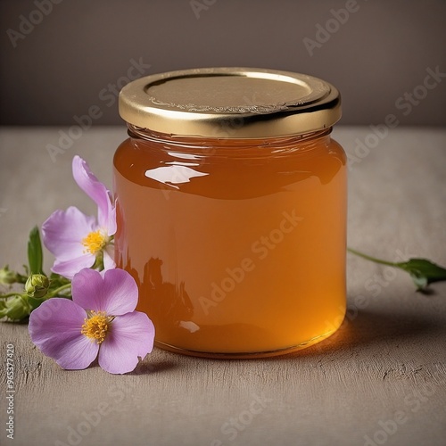 Organic liquid honey sweet wood dipper honeycomb sticky gold colored pouring freshness ingredient dessert sweet food gourmet yellow jar healthy eating flowing glass material studio shot photography