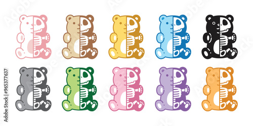 Bear polar halloween skeleton icon skull bone teddy sitting vector pet cartoon character pastel color logo symbol illustration clip art isolated design