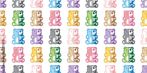 bear polar seamless pattern halloween skeleton skull bone teddy doll sitting colorful vector pet doodle cartoon gift wrapping paper scarf isolated repeat wallpaper tile background illustration design