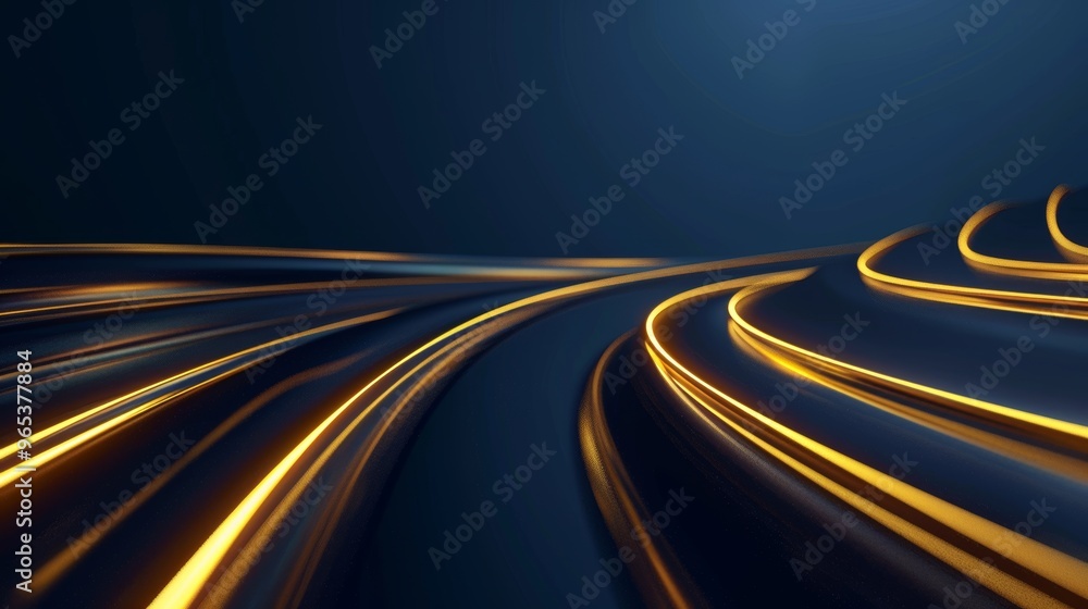 Abstract Motion Background with Golden Lines on Blue for Technology or Speed Concepts Generative AI Abstract Motion Background with Golden Lines on Blue for Technology or Speed Concepts Generative AI