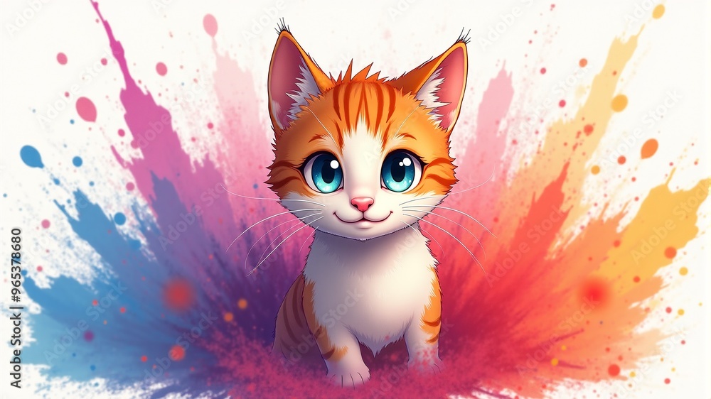 a cat with big eyes and a pink background a cat with big eyes and a pink background