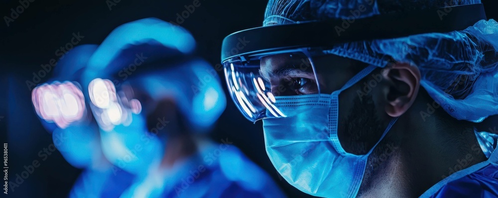 A focused medical professional in a sterile environment, showcasing dedication and precision during a surgical procedure. A focused medical professional in a sterile environment, showcasing dedication and precision during a surgical procedure.