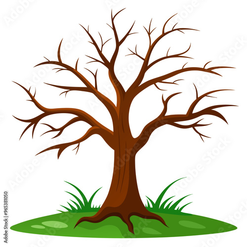 An illustration of a leafless tree on a white background