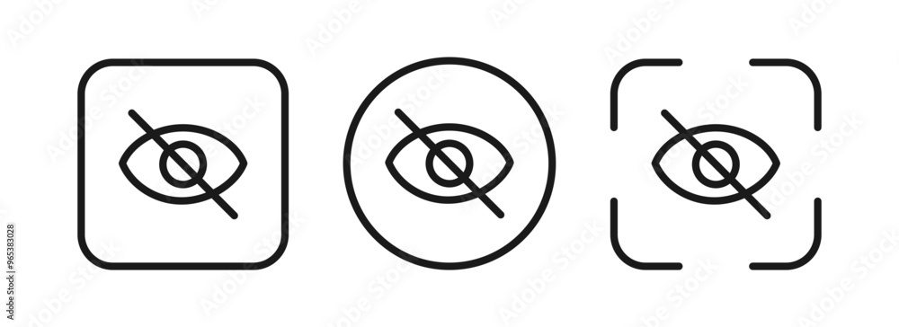 Sensitive content logo. Eye crossed line. Blind view sign. Vector Sensitive content logo. Eye crossed line. Blind view sign. Vector