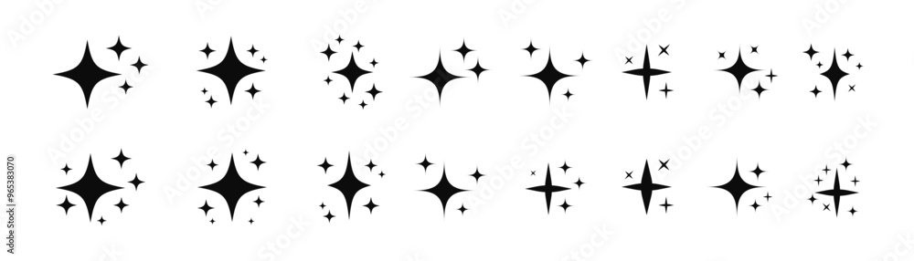 Sparkle star icons set. Black Star collection. Vector Sparkle star icons set. Black Star collection. Vector