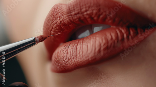 Close-up of a Woman's Lips During a Permanent Makeup Procedure with Focus on Her Lips

 photo