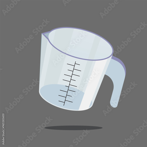 Vector of glass measuring cup in cartoon style