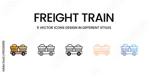 Freight Train vector icons set ready to use for web and mobile app