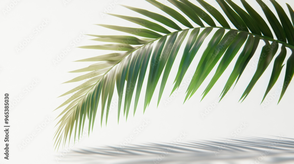 Fototapeta premium A 3D-rendered palm frond with a serene tropical bloom, cut on a transparent background.