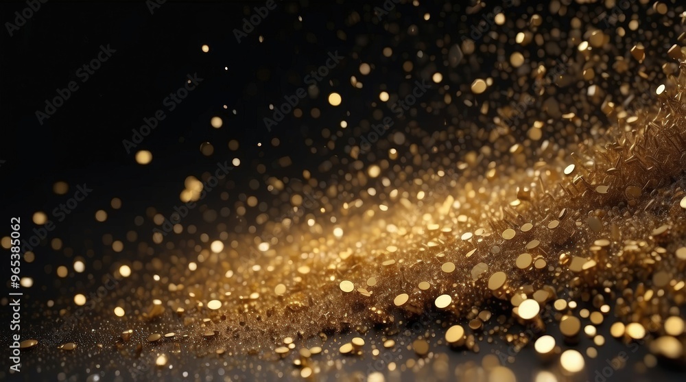Naklejka premium abstract golden particles burst on dark background