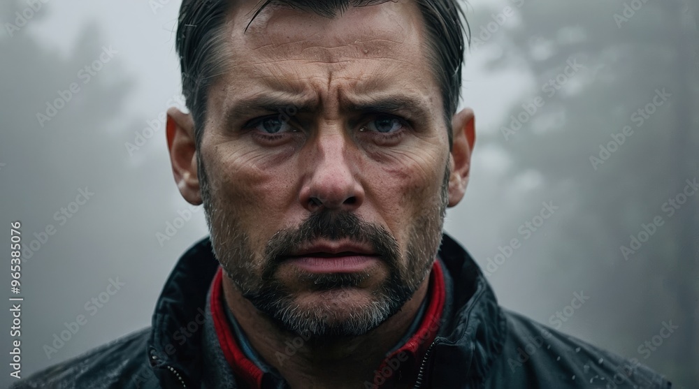 Obraz premium close-up portrait of a man with a serious face expression