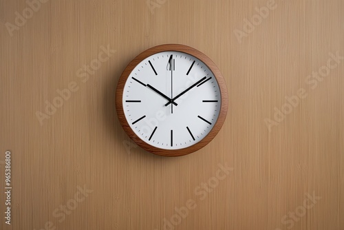 Trendy Wooden Clock on Seamless Aesthetic Background